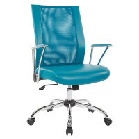 OSP Home Furnishings BRD26-7 Bridgeway Office Chair with Blue Woven Mesh and Chrome Base